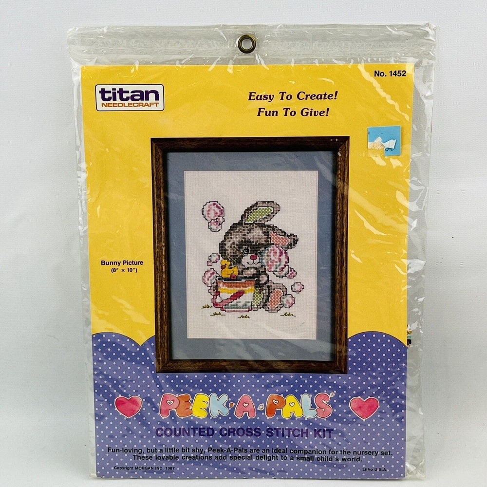 Titan Needlecraft‎ Peek A Pals Bunny Picture #1452 Counted Cross Stitch Kit